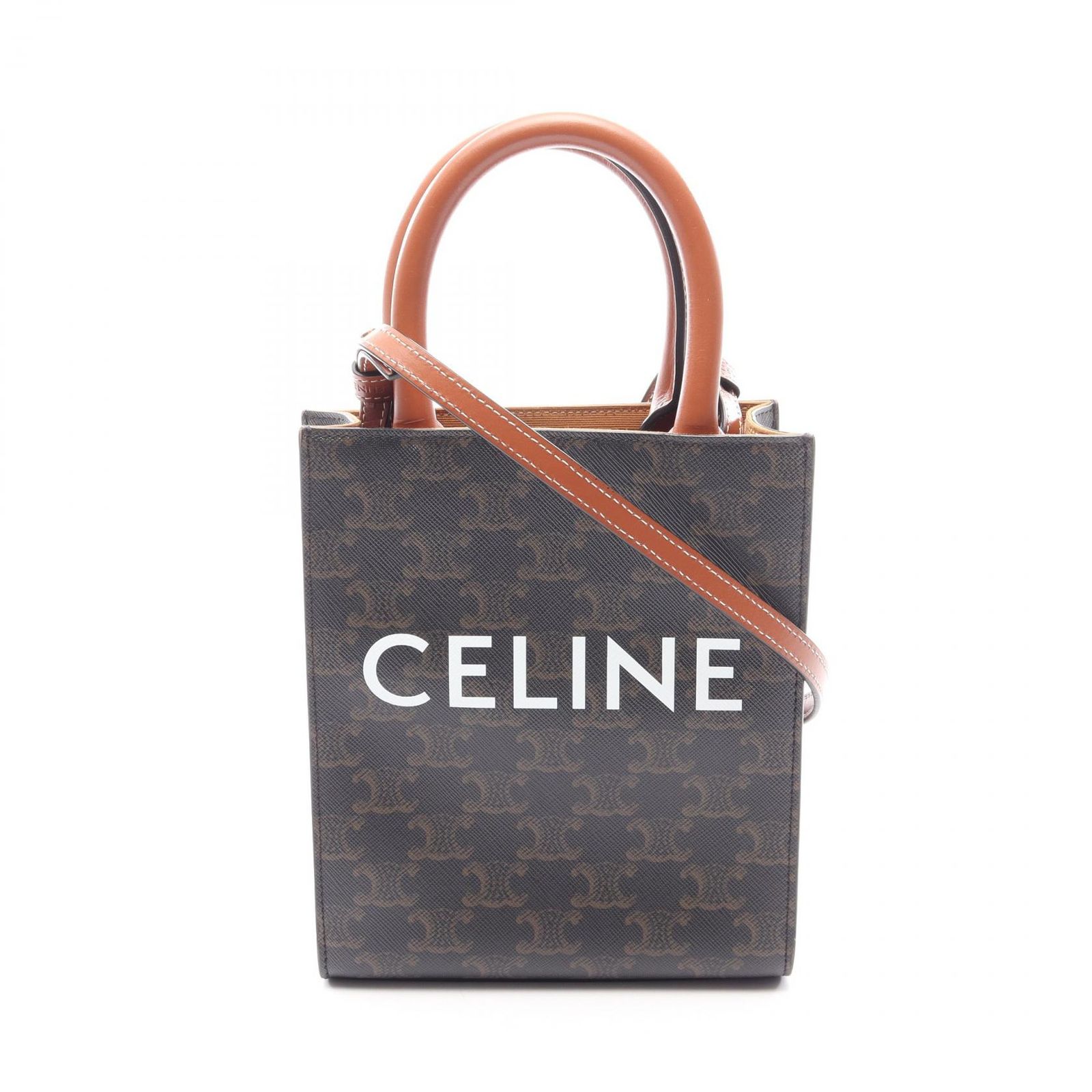 セリーヌ CELINE ハンドバッグ ミニ バーティカル カバ トリオンフ 2WAY 194372 ブラック/ブラウン PVCコーティングキャンバス レザー トリオンフ バーティカル カバ ミニ