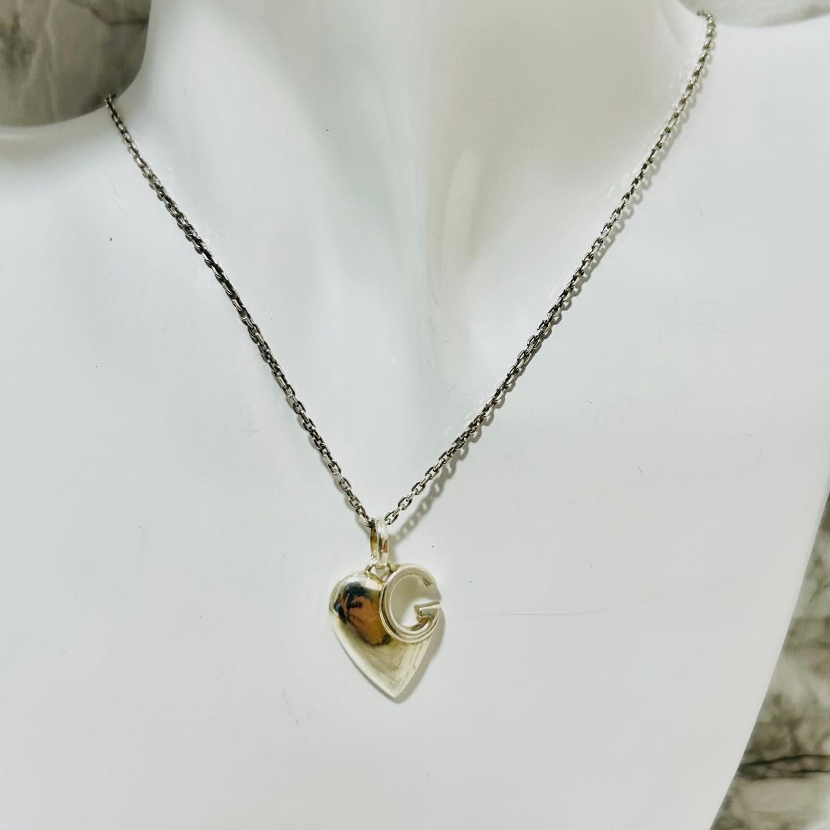 ネックレスGUCCI グッチ ハート ネックレス Ag925 シルバー 刻印あり G 