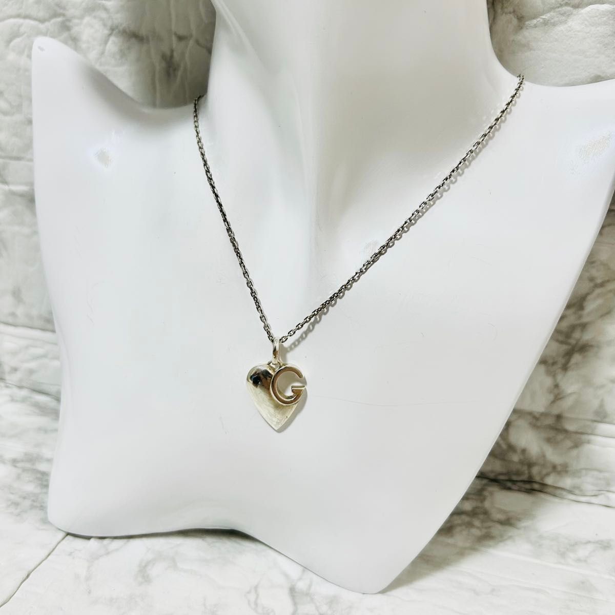 GUCCI グッチ ハート ネックレス Ag925 シルバー 刻印あり Gロゴ
