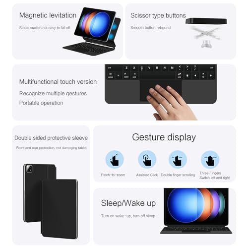 【新品】マジック キーボード Xiaomi Pad 6S Pro 12.4インチ マグネット式 タッチパッド バックライト付き 磁気吸着 シャオミ Pad 6S Pro キーボードケース バックライト付き キーボード タッチパネル搭載 マルチ 46a9edca