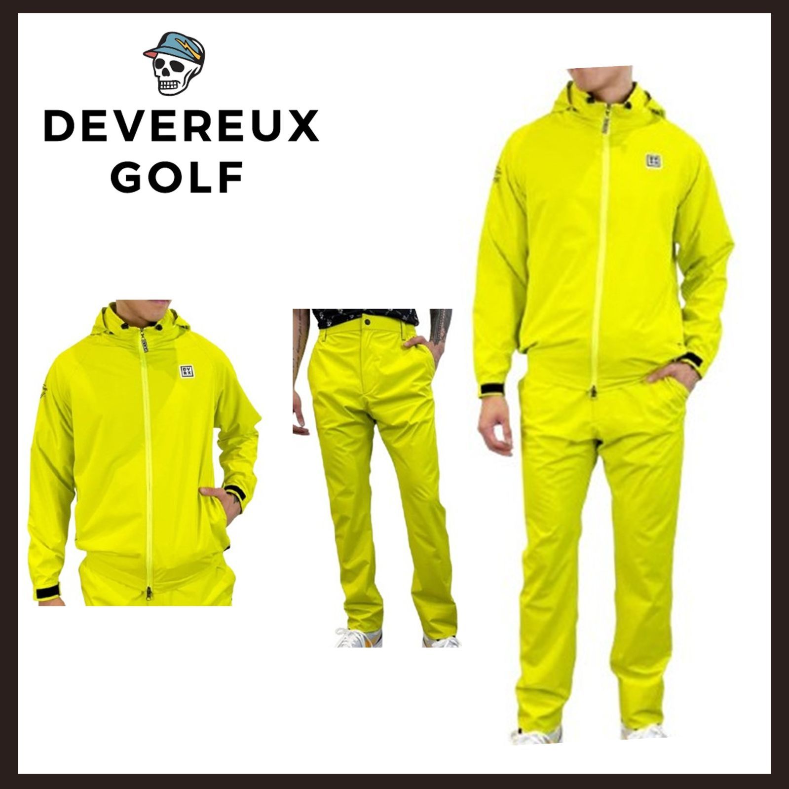 未使用　DEVEREUX GOLF（デヴァローゴルフ）　レインウェア上下セット　M　イエロー