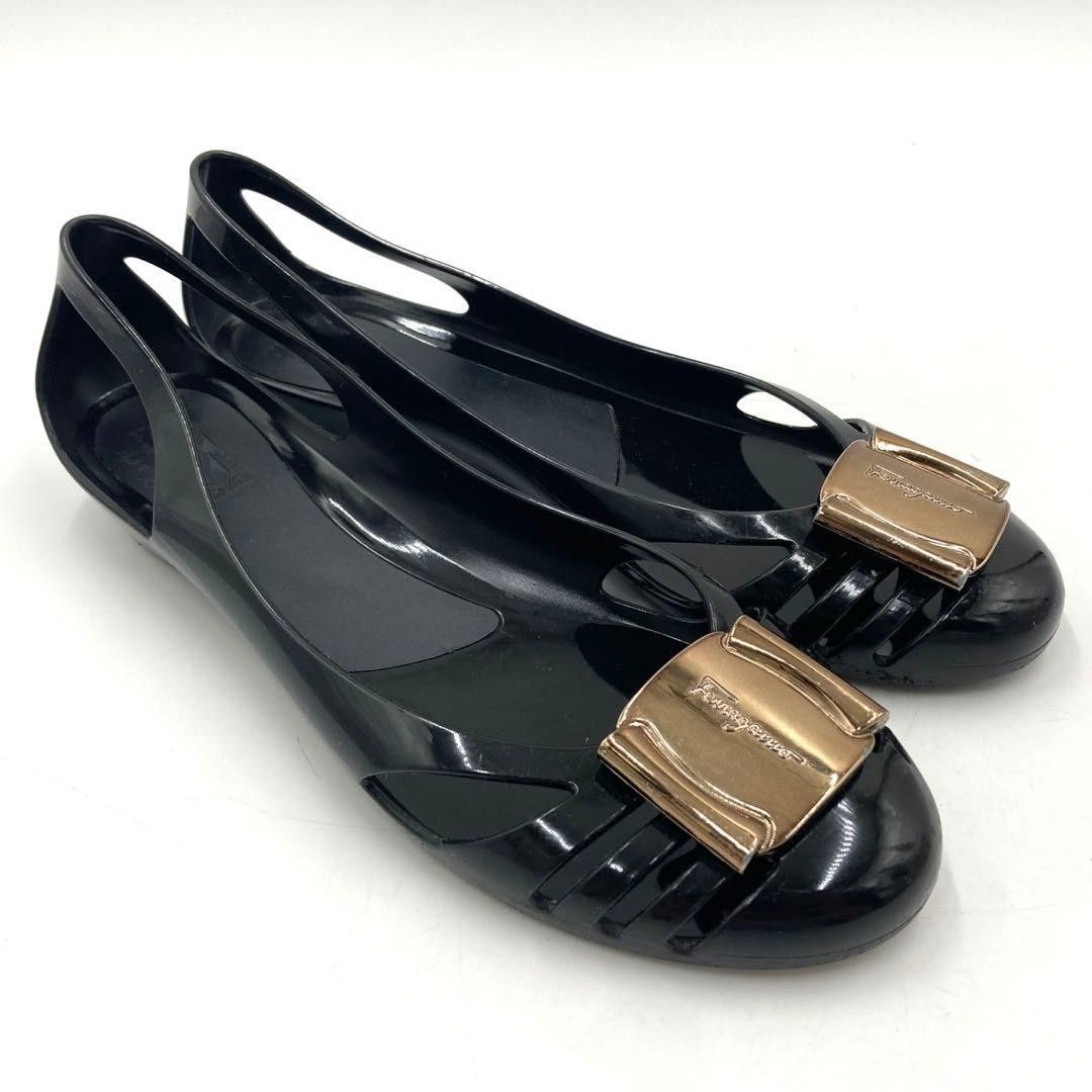 サルバトーレフェラガモ バミューダ PVC フラットラバーシューズ 25.5cm Salvatore Ferragamo