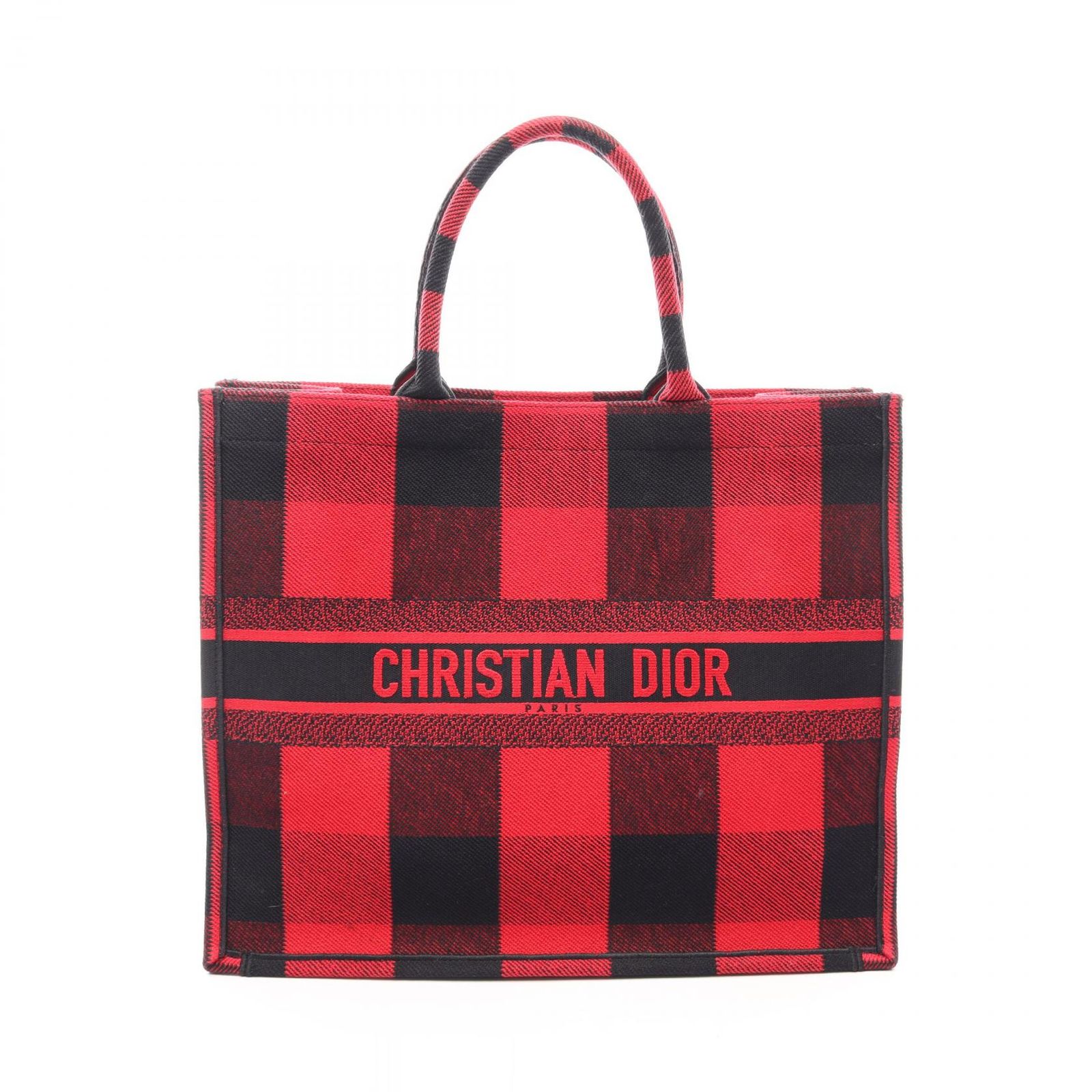 ディオール Dior トートバッグ BOOK TOTE ブックトート ラージ オブリーク レッド/ブラック キャンバス ブックトート ラージ レディース Used A 242,800円