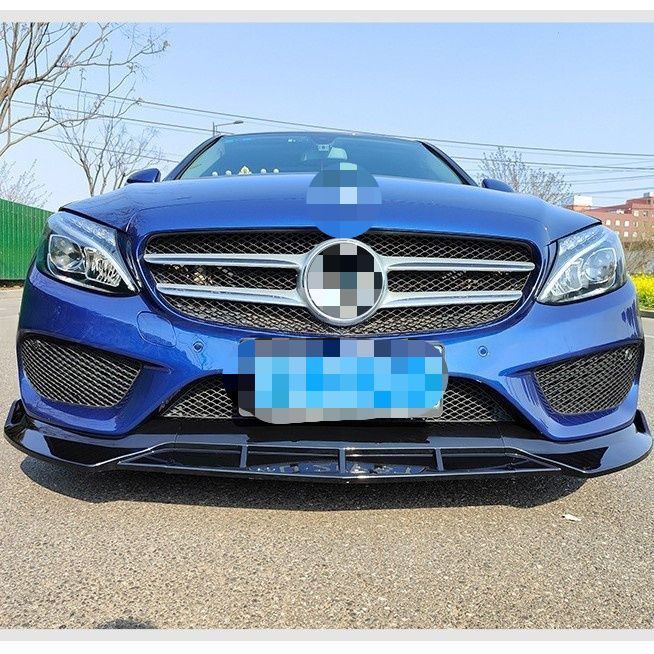 【送料無料】メルセデスベンツ Cクラス W205 2015-2018 年対応 三段式フロントリップ バルバススタイル 前唇 前アルダー ABS製 高品質 カスタム 仕上げ マットブラック/亮ブラック/カーボン柄 ドレスアップ 外装アクセサリー