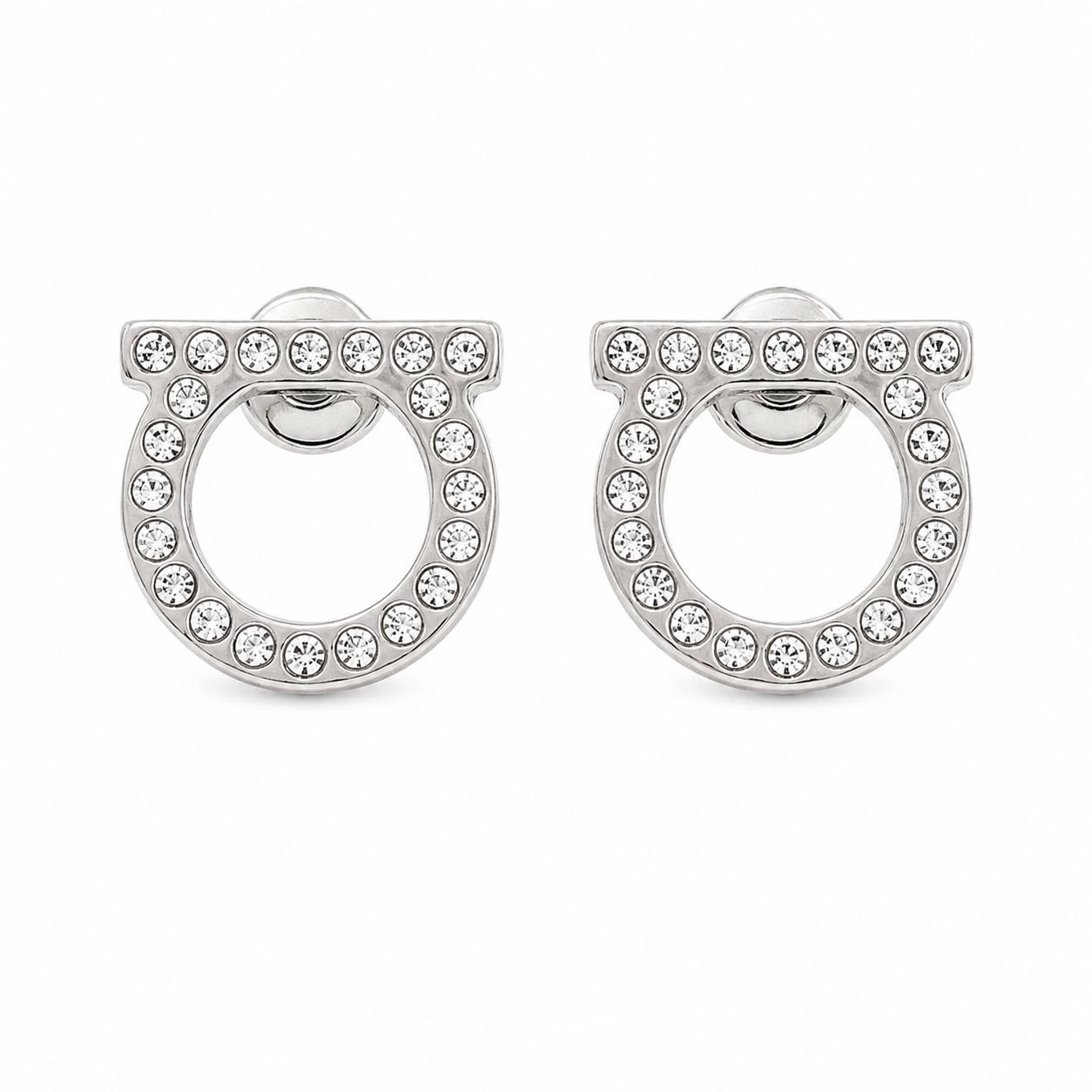 【ギフト対応可】フェラガモ FERRAGAMO ピアス Gancini crystals earrings ガンチーニ クリスタル シルバー レディース アクセサリー ジュエリー 人気 ブランド おしゃれ 誕生日 記念 プレゼント ギフト 送料無料