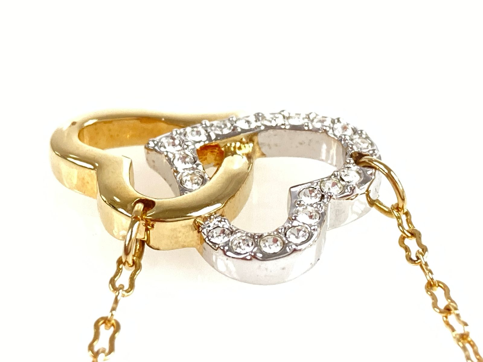 スワロフスキー SWAROVSKI LOVE ダブルハート ネックレス ゴールド 