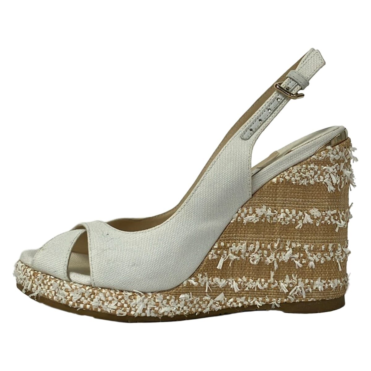 JIMMY CHOO(ジミーチュウ) サンダル 35 レディース - 白×ベージュ ウェッジソール