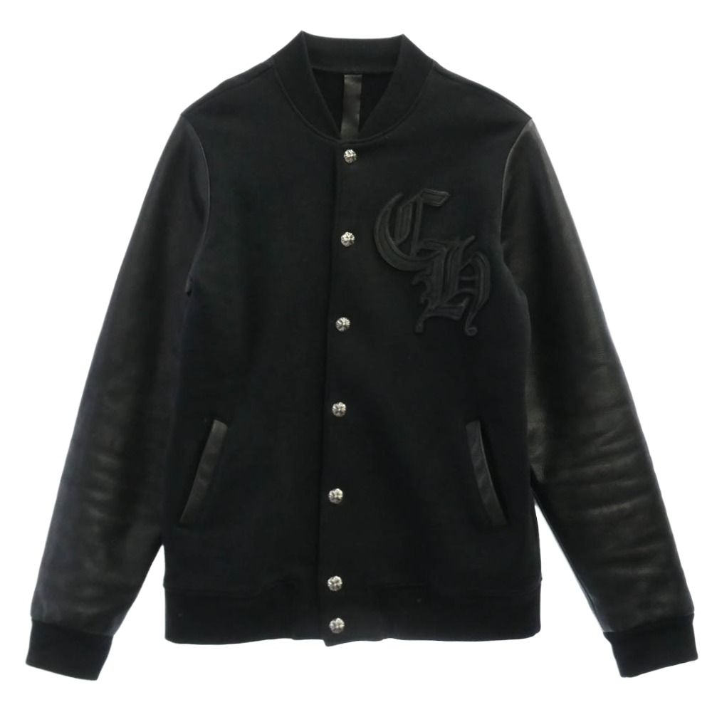 クロムハーツ  JKT GRP NOT BOMBER CHワッペンレザー切り替えスタジャンブルゾン メンズ S CHROME HEARTS クロムハーツ（原本無） JKT GRP NOT BOMBER CH