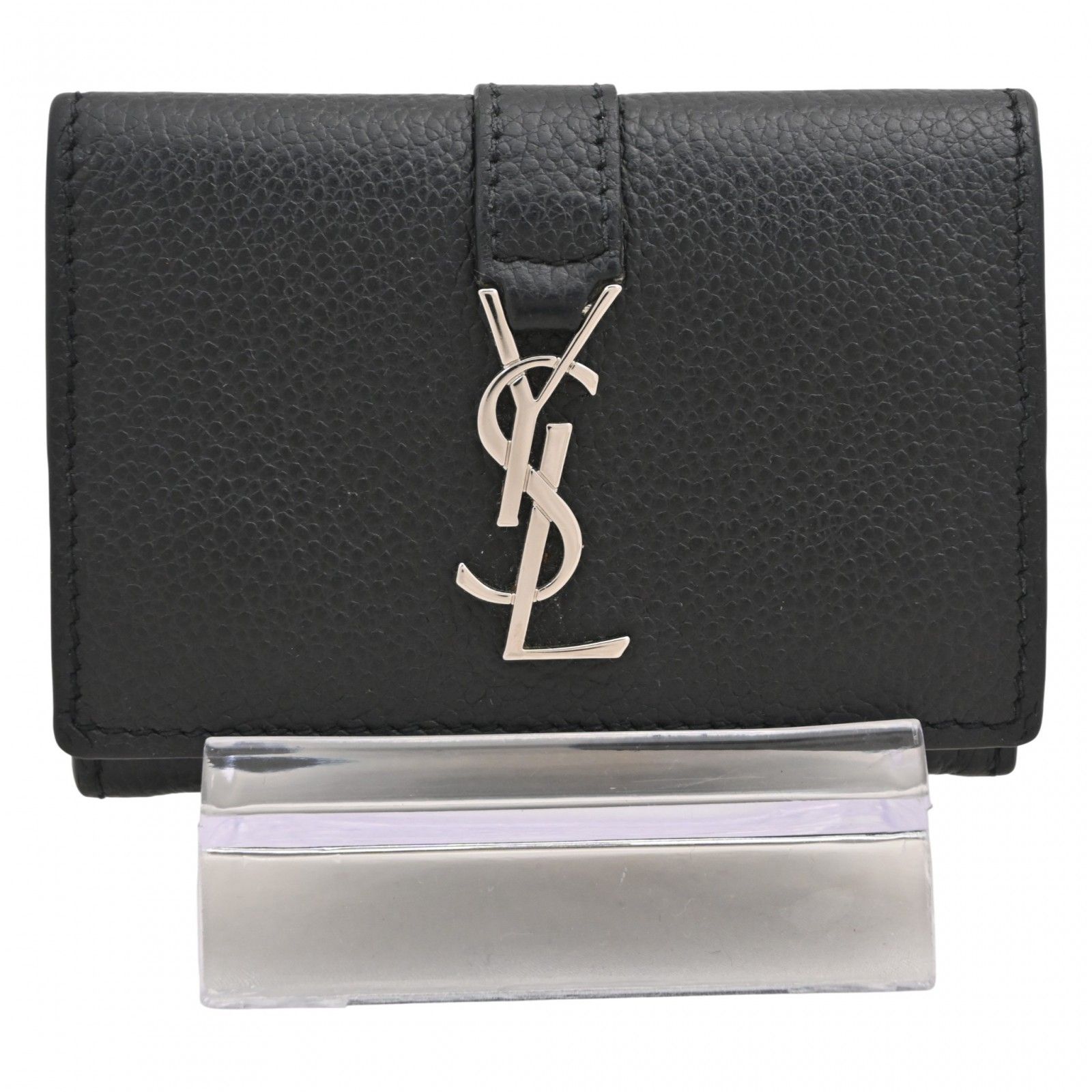 SAINT LAURENT ライン オリガミ タイニーウォレット ブラック 中古】サンローラン YSLライン オリガミ タイニーウォレット 三つ折り