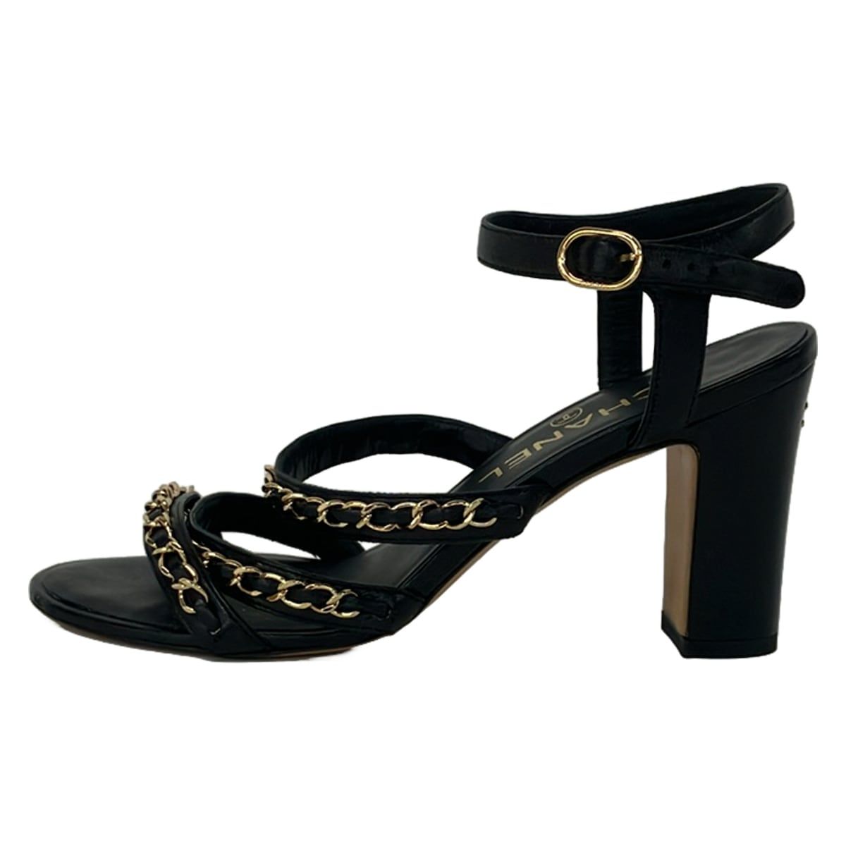 CHANEL(シャネル) サンダル 35 1/2 レディース - 黒 ゴールド金具 