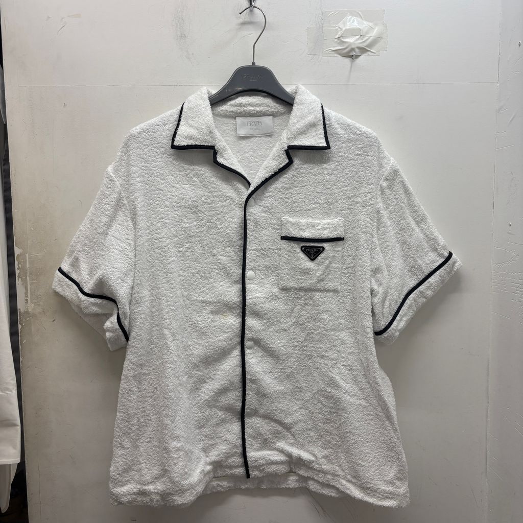 PRADA プラダ Terry Bowling Shirt 半袖シャツ ACU1 2021 3339 ホワイト size:XXL【中目黒B05】