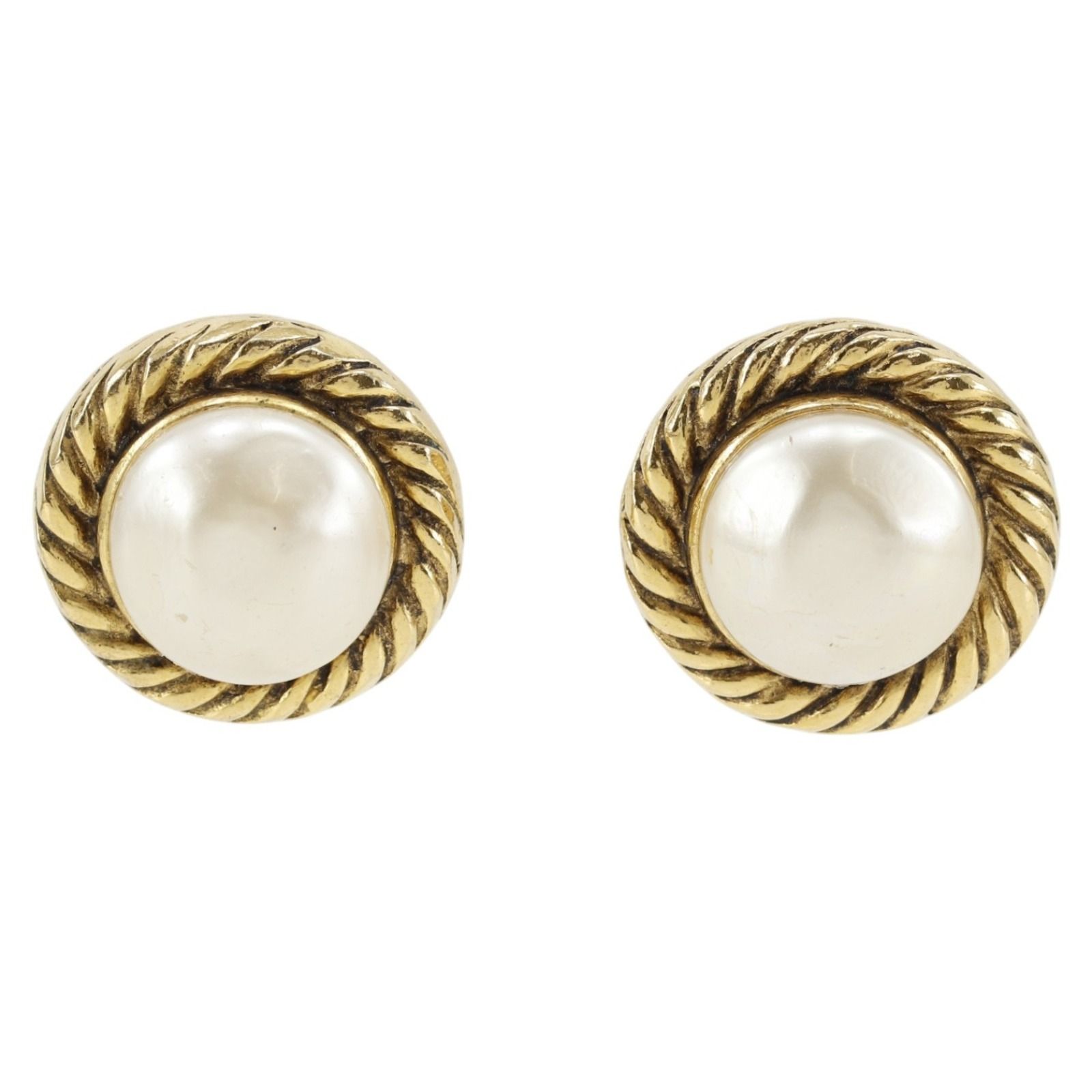 【CHANEL】シャネル ヴィンテージ 金メッキ×フェイクパール レディース 24.6g イヤリング