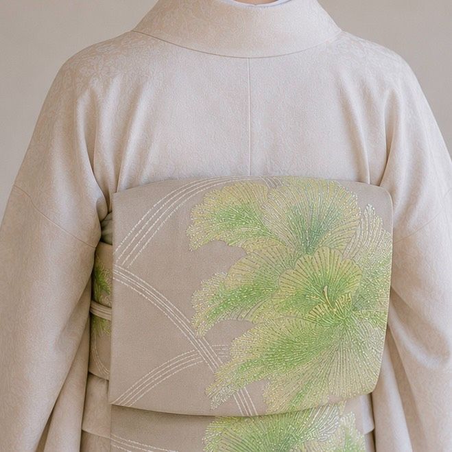 #K056 袋帯 六通 西陣織 まいづる帯 花柄 銀糸 フォーマル 和装 和服 着物