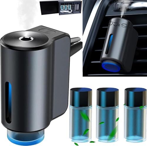 車載アロマディフューザー 車用ディフューザー・車用芳香剤 10ml×3本（ホワイトムスク）自動ON/OFF センサー 充電式コードレス Type-C 超音波ミスト 3段階 消臭剤 カーフレグランス 車内アロマ 車・オフィス・玄関・トイレ対応・ 9cc9eff3