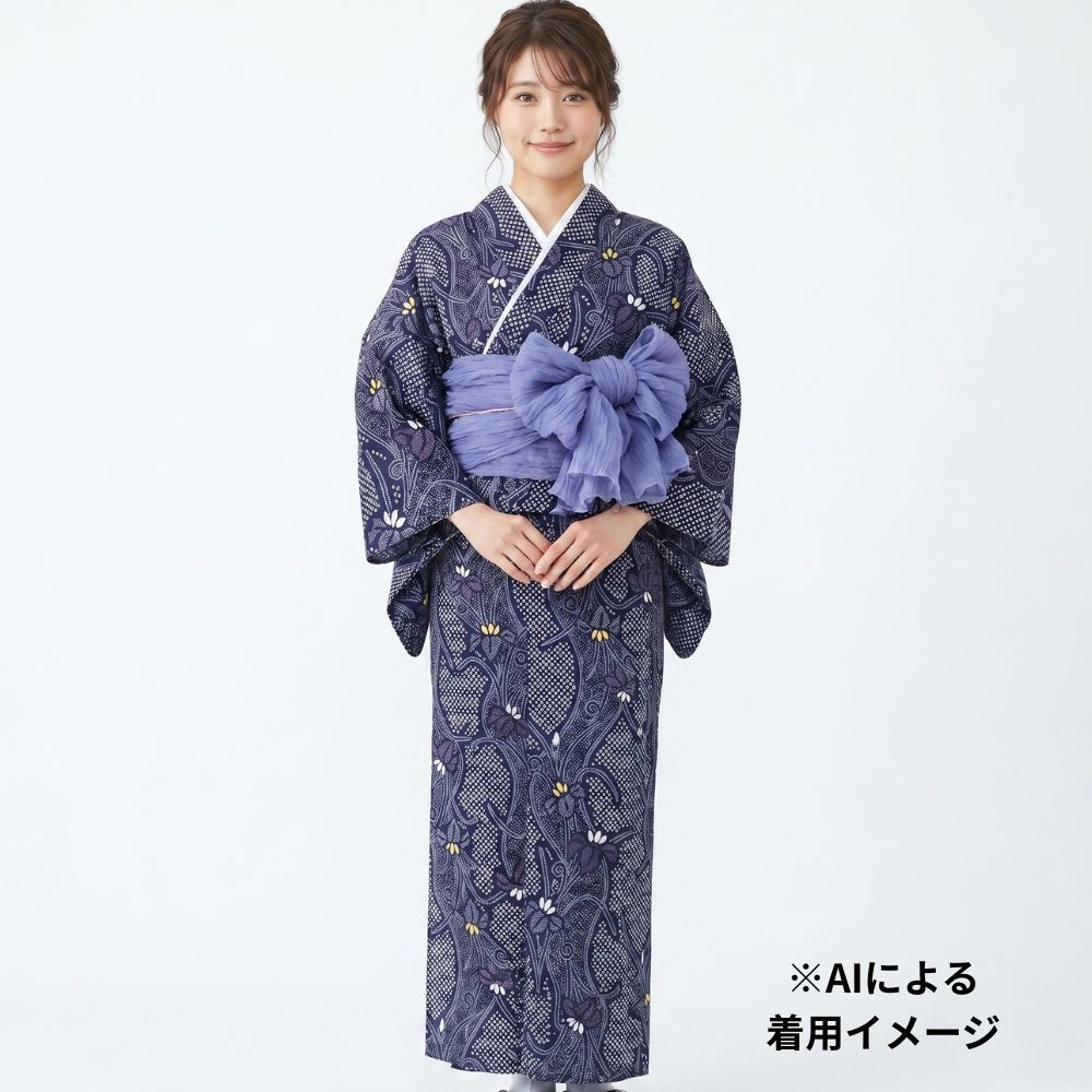 浴衣 綿 未使用 リユース 中古 有松鳴海絞り 紺地 k12-014-3 花火大会