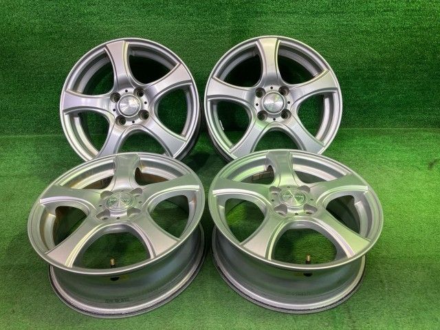 社外 ビオレント ｽﾍﾟｲﾄﾞ ｷｭｰﾌﾞ ホイール アルミ シルバー 15インチ 5.5J 4穴 4本 100 +42