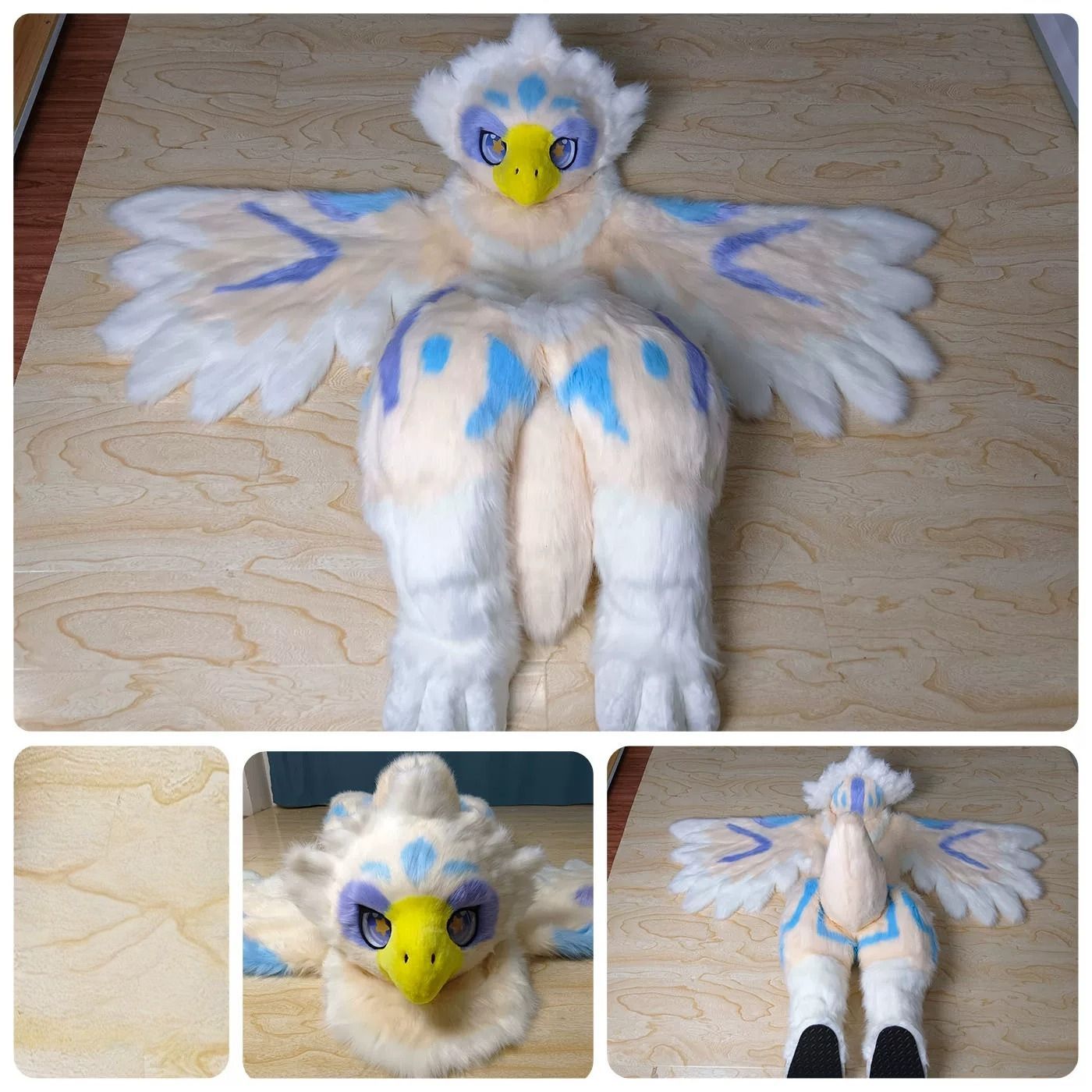 ★即納 着ぐるみ ケモノ体 フルスーツ 鳥 クリーム 全身 ケモノ ファースーツ ぬいぐるみ コスプレ コスチューム 一点物