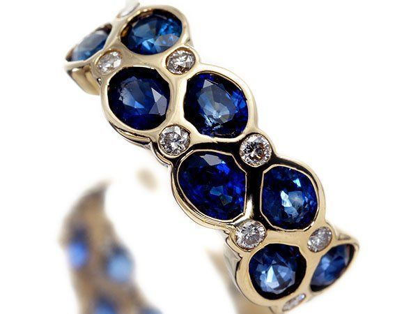 【ジュエリー極】濃厚サファイアブルー！天然ブルーサファイア2.00ct＆ダイヤモンド0.15ct 高級K18YGリング h8510gzlm【送料無料】