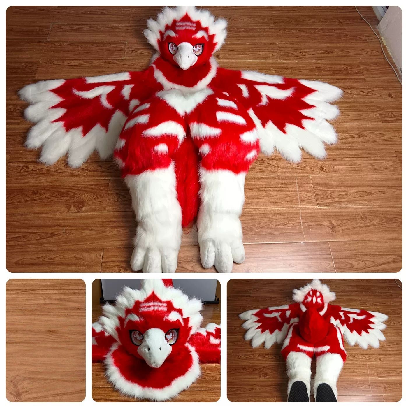 ★即納 着ぐるみ ケモノ体 フルスーツ 鳥 赤 NO.4 全身 ケモノ ファースーツ ぬいぐるみ コスプレ コスチューム 一点物
