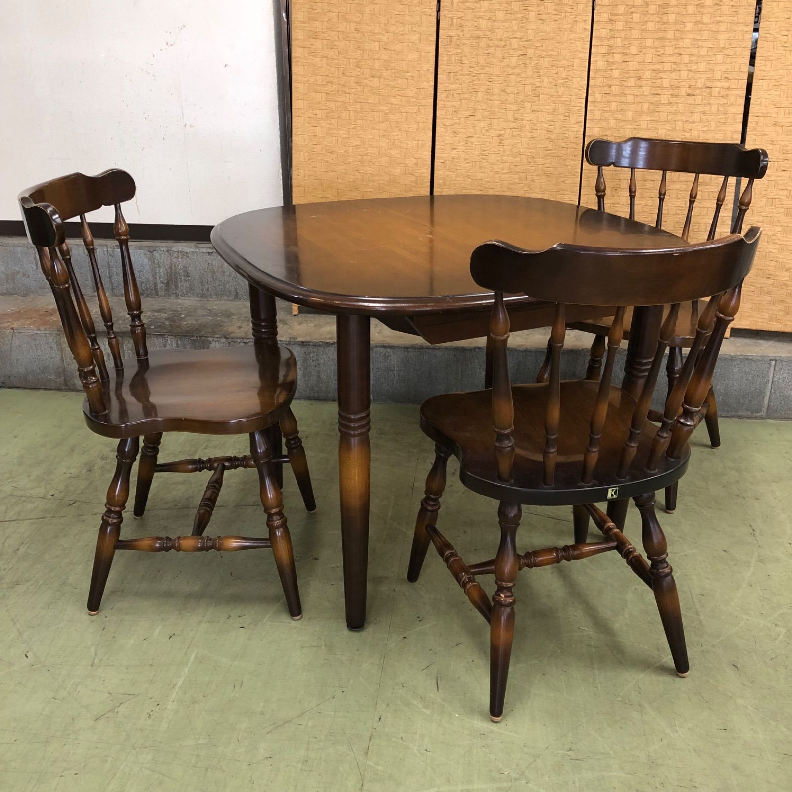 飛騨家具　キツツキ　アンティーク　木製ダイニングテーブル ブラウン 長方形 ○【値下げ交渉可能】飛騨産業 キツツキ ダイニングテーブル&チェア