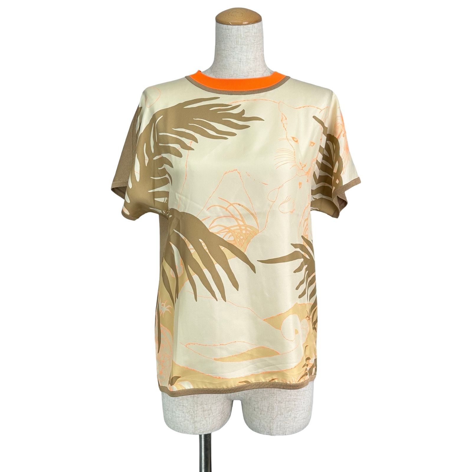 エルメス HERMES ツイルレーヌシルクトップス 2H2821DR ベージュ シルク レディース 半袖シャツ