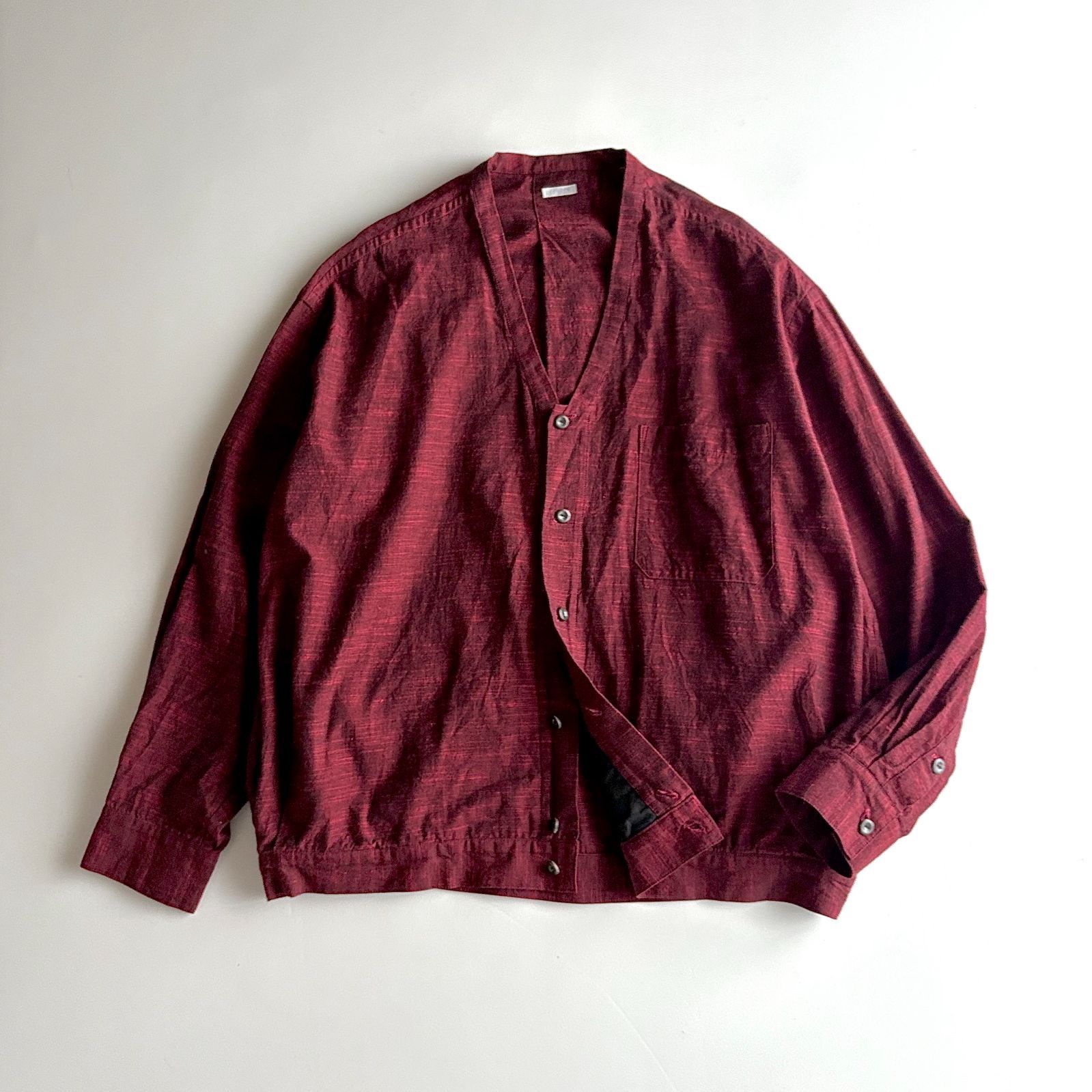 美品 / SOWBOW ソウボウ 蒼氓 / SHIRTS type F cardigan 長袖 筑後織 シャツカーディガン / Red NAGOMI レッド / メンズ 3 / 日本製 / トップス
