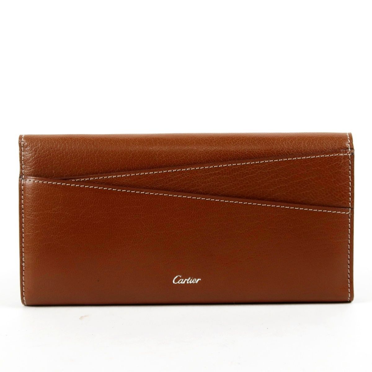 新品同様・未使用】Cartier カルティエ ブラウン系 レザー 二つ折り長 
