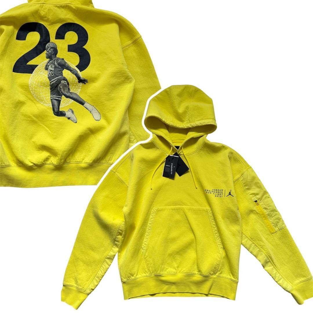 AIR JORDAN ジョーダン バックプリント パーカー イエロー M タグ付