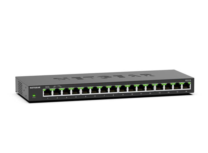 NETGEAR 卓上型コンパクト アンマネージスイッチングハブ GS316 ギガビット 16ポート 静音ファンレス 省電力設計 3年保証