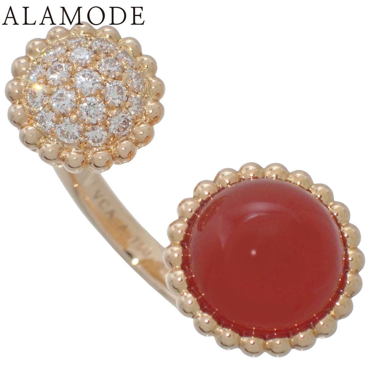 Van Cleef & Arpels(ヴァンクリーフ＆アーペル) ペルレ クルール アントレ レ ドア リング ダイヤモンド/カーネリアン VCARO9SV00 K18PG 54 12.0g 指輪 ピンクゴールド レッド 40802197509【アラモード】