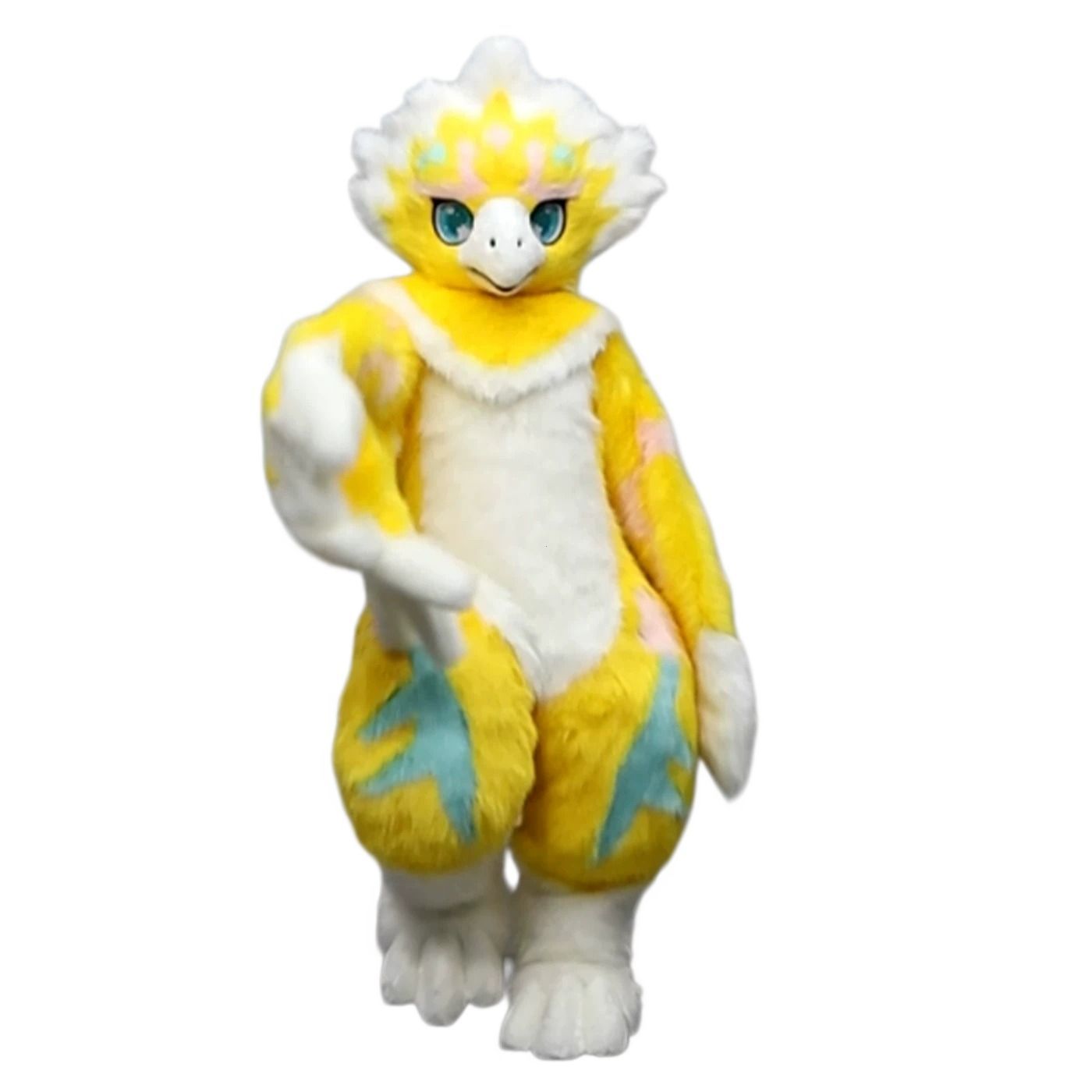 ★即納 着ぐるみ ケモノ体 フルスーツ 鳥 黄色 全身 ケモノ ファースーツ ぬいぐるみ コスプレ コスチューム 一点物