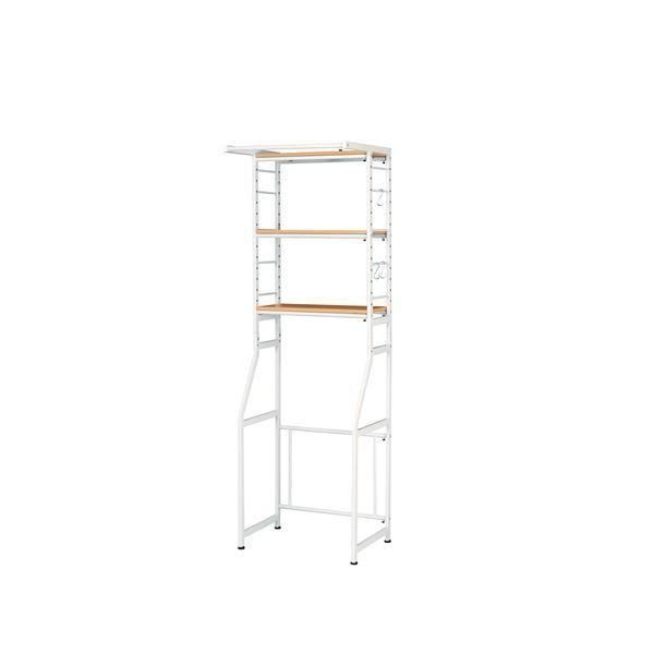 伸縮式 オープンラック/収納棚 〔ナチュラル〕 幅580～780×奥行500×高さ1800mm スチールフレーム 高さ調節可 組立品