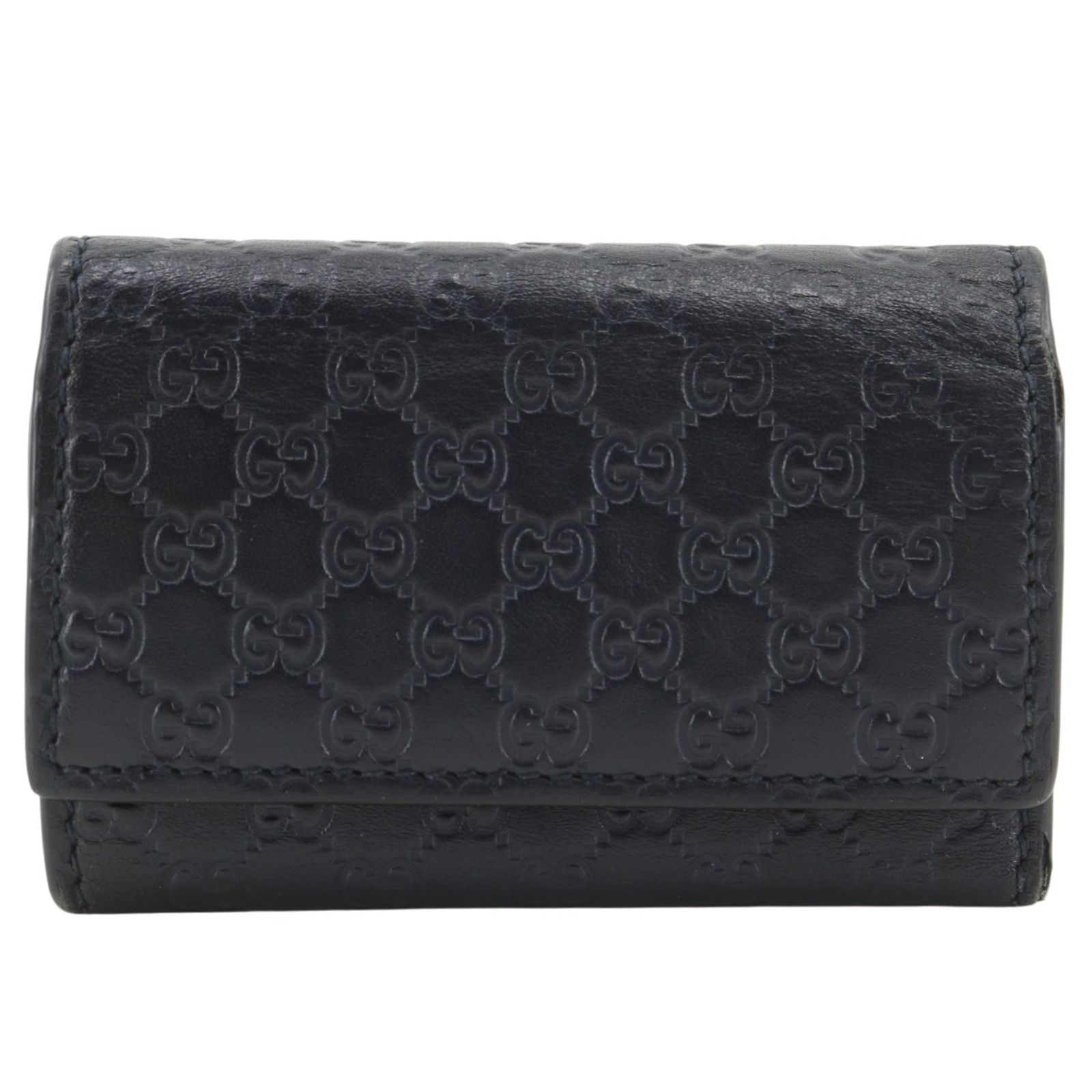 【GUCCI】グッチ GG アウトレット 150402 シマレザー 黒 ユニセックス キーケース