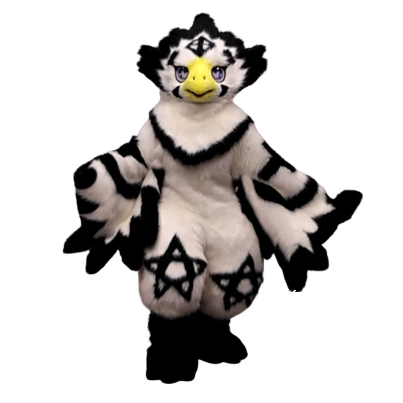 ★即納 着ぐるみ ケモノ体 フルスーツ 鳥 黒と白 Aタイプ 全身 ケモノ ファースーツ ぬいぐるみ コスプレ コスチューム 一点物