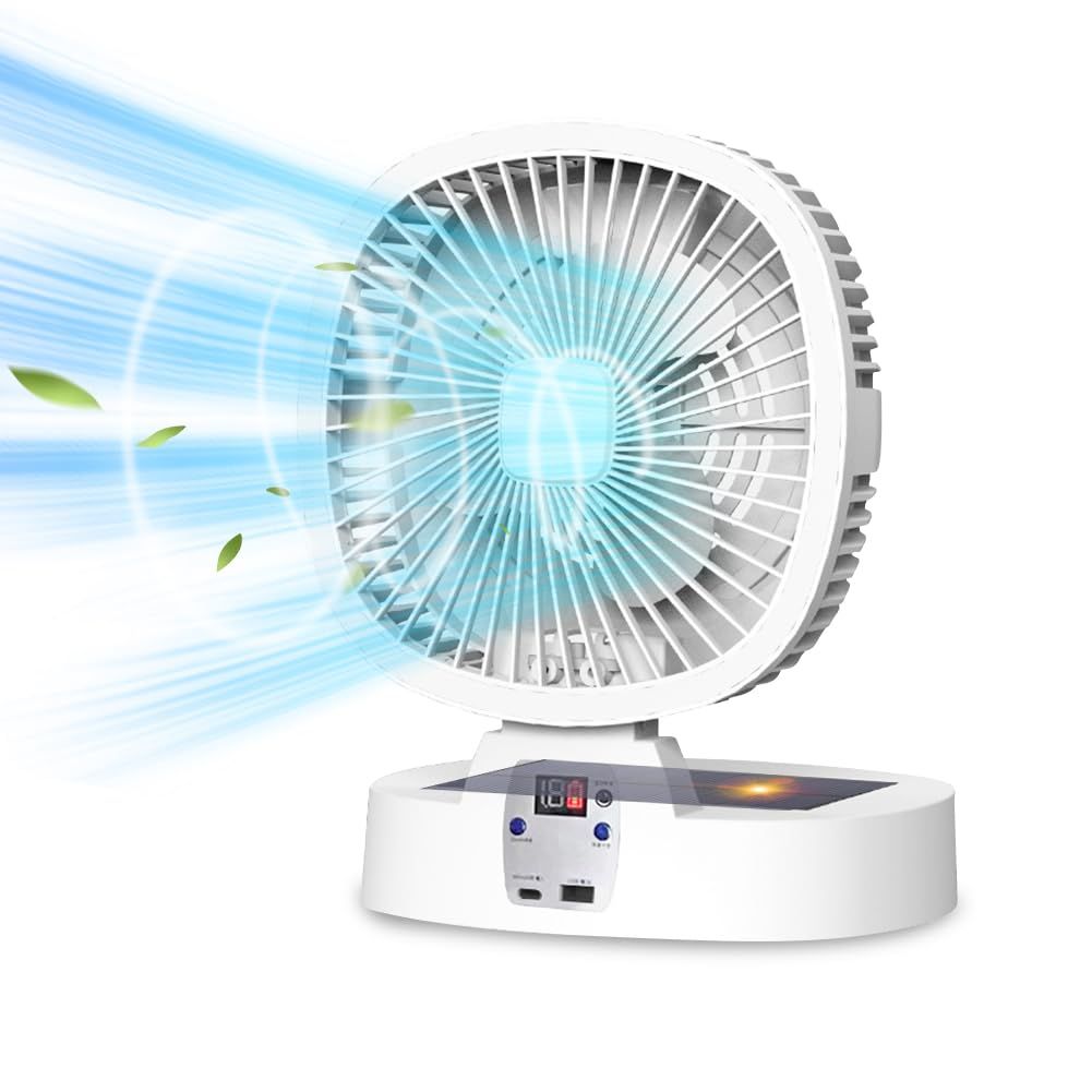 「USB/ソーラー充電式」 MACOLAUDER キャンプ扇風機 折りたたみ式 5000/10000/15000mAh大容量 卓上扇風機 デスク扇風機 アウトドアファン 5つ風量・3つ明るさ 静音 リモコン コンパクトe dd0364cb