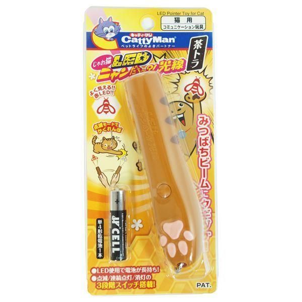 （まとめ）キャティーマンじゃれ猫 LEDニャンだろ～？ 光線 茶トラ〔×6セット〕