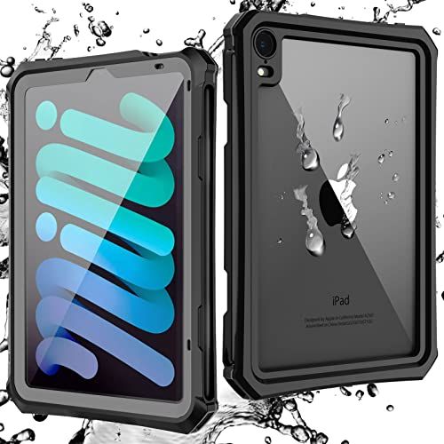 iPad mini7 ケース (A17 Pro、2024) iPad mini 第7/6世代 ケース (8.3インチ、2024/2021) 防水 全面保護 耐衝撃 衝撃吸收 傷防止 防雪 防塵 Pencil2充電対応 雨の日、お風呂など適用 iPad mint