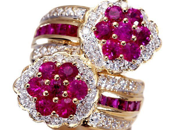 【ジュエリー極】超ゴージャス！極上天然ルビー3.41ct＆天然ダイヤモンド0.48ct 超高級K18YG＆K18WGリング h8513vov【送料無料】