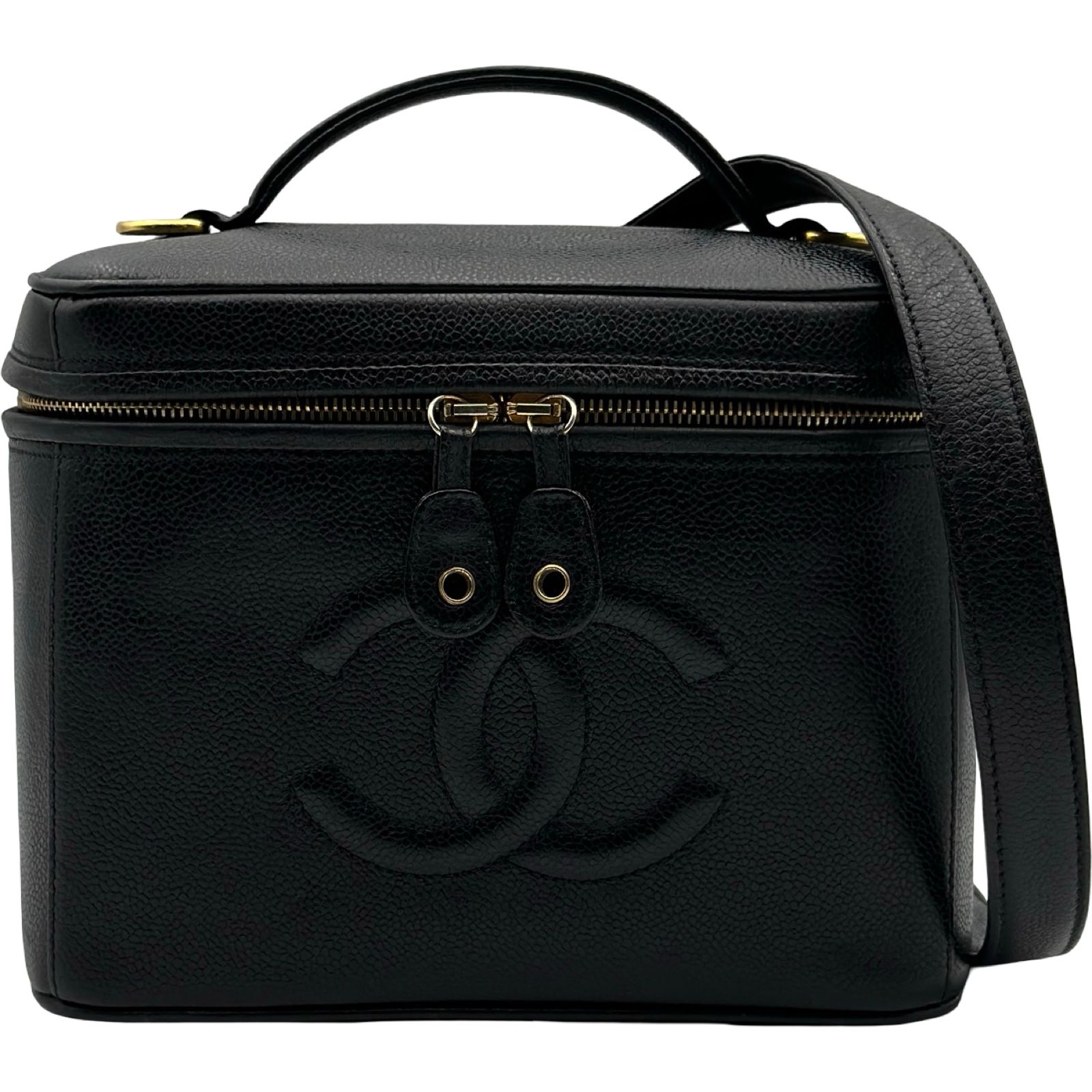 シャネル CHANEL ココマーク 2Wayバニティバッグ A06329 4番台 ブラック ゴールド金具 キャビアスキン レディース ハンドバッグ