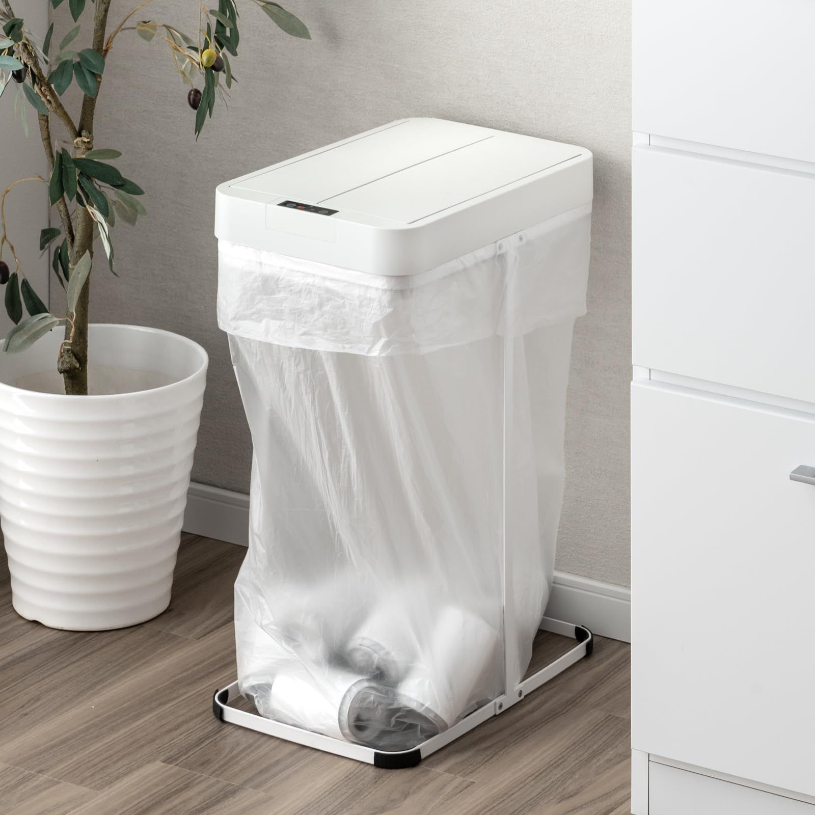 タンスのゲン ゴミ箱 自動開閉式 蓋付き 両開き 電動ゴミ箱 ごみ箱 ダストボックス 省スペース 41910013(114053)★ e3219e68