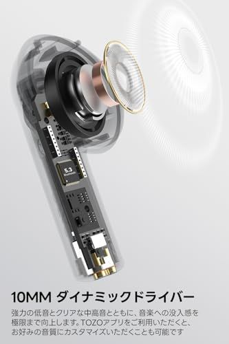 ☆新品☆TOZO E2 完全ワイヤレスイヤホン カナル型 ワイヤレスイヤホン Bluetooth 5.3対応 左右独立 インイヤー設計 安定した接続 低遅延 重低音 バランスの良い音質 クリアな音質 ノイズ低減内蔵マイク クリア通話 タッチ操 035909e1