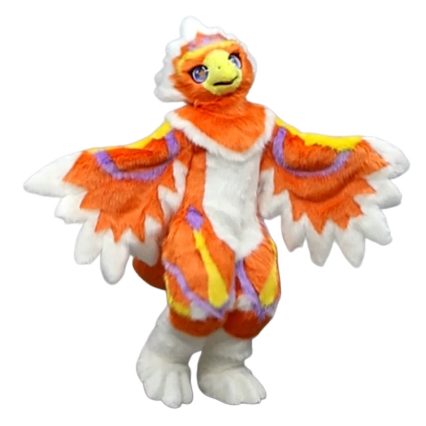 ★即納 着ぐるみ フルスーツ 鳥 小さめ オレンジ 全身 ケモノ ファースーツ ぬいぐるみ コスプレ コスチューム 一点物