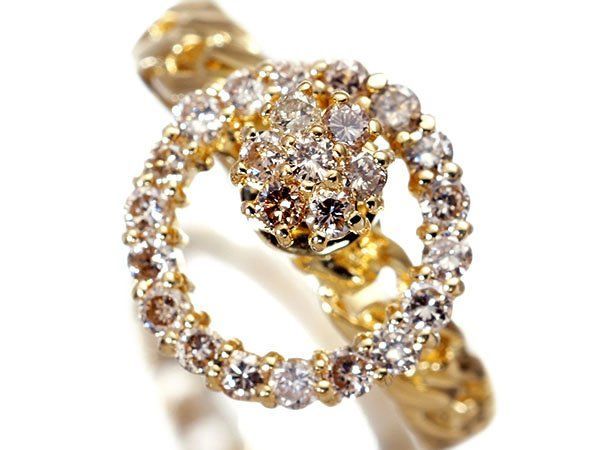 【ジュエリー極】輝きゆらめく高速回転デザイン！天然ダイヤモンド0.50ct 高級K18YGリング h8514ullm【送料無料】