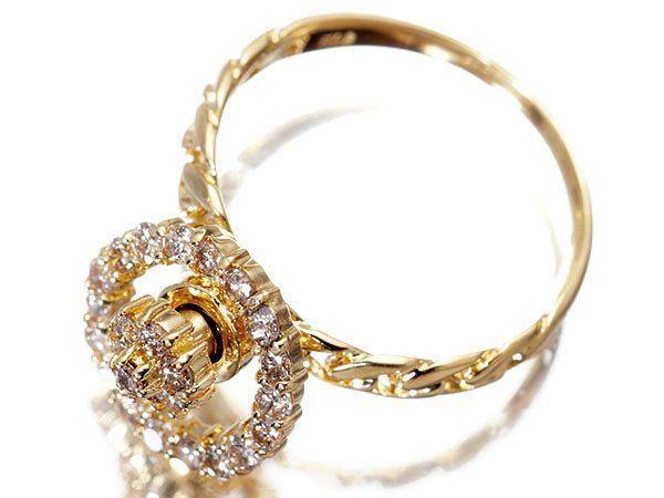 【ジュエリー極】輝きゆらめく高速回転デザイン！天然ダイヤモンド0.50ct 高級K18YGリング h8514ullm【送料無料】