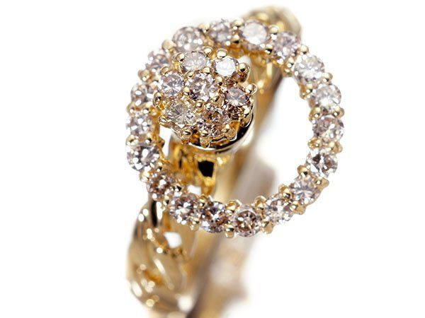 【ジュエリー極】輝きゆらめく高速回転デザイン！天然ダイヤモンド0.50ct 高級K18YGリング h8514ullm【送料無料】