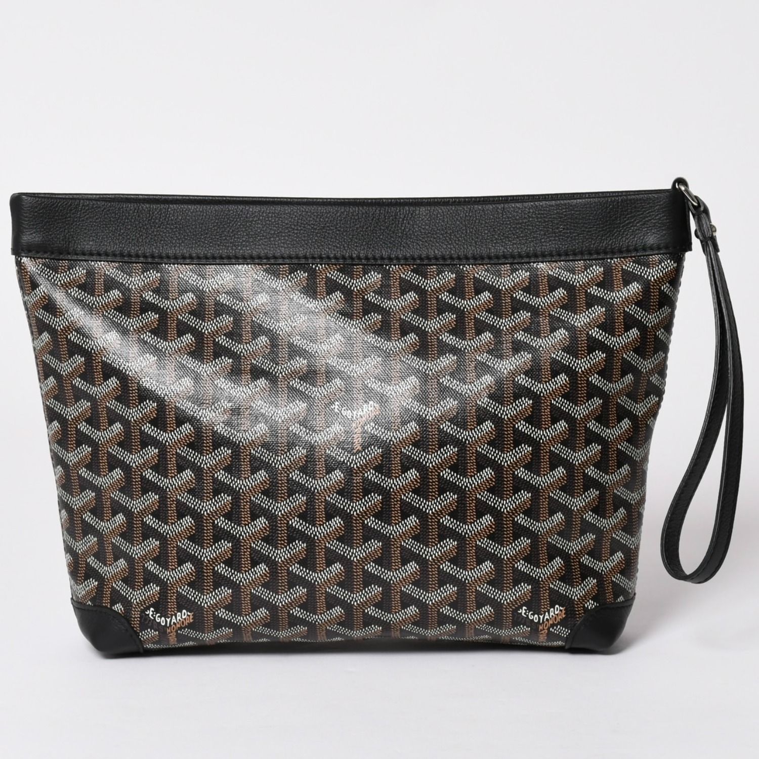 新品同様 GOYARD ゴヤール コンティポーチ CONTIPPMLTY01CL01P クラッチバッグ ブラック PVC レザー シルバー金具 中古 4a002788