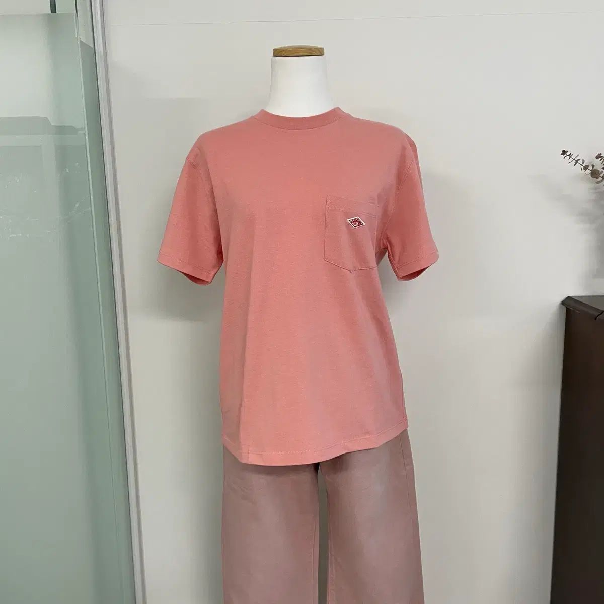 ダントン ポケット 半袖 Tシャツ コーラル ピンク