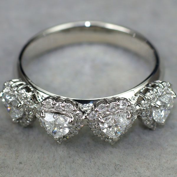 Pt900 ハートシェイプダイヤモンド リング 0.983ct D VVS2 -SI2 D0.60ct