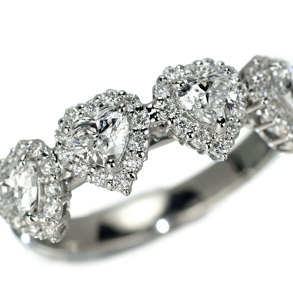 Pt900 ハートシェイプダイヤモンド リング 0.983ct D VVS2 -SI2 D0.60ct