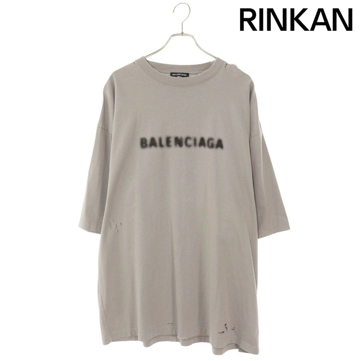 バレンシアガ 21AW 661715 TKVD5 ヴィンテージ加工スプレーロゴオーバーサイズTシャツ メンズ S 41,945円